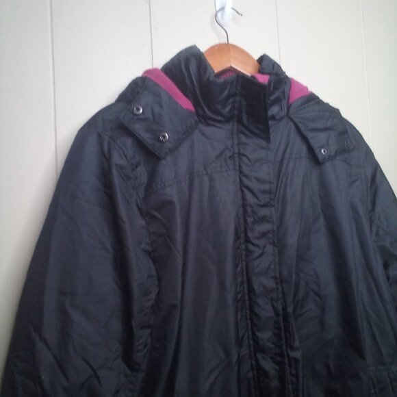 Attention Coat Jacket XL Women Hood Pockets Zipper Snap Black - Picture 11 of 14
